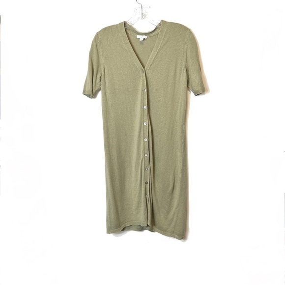 J. Jill Button Up Linen Blend Midi Dress Size S Petite - Picture 1 of 9